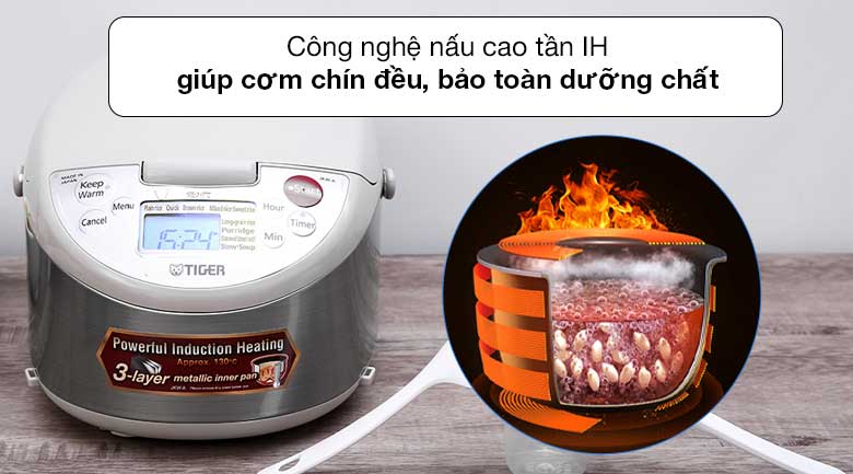 Nồi cơm điện Tiger JKW-A10W 1 lít - Cơm dẻo ngon với công nghệ cao tần IH
