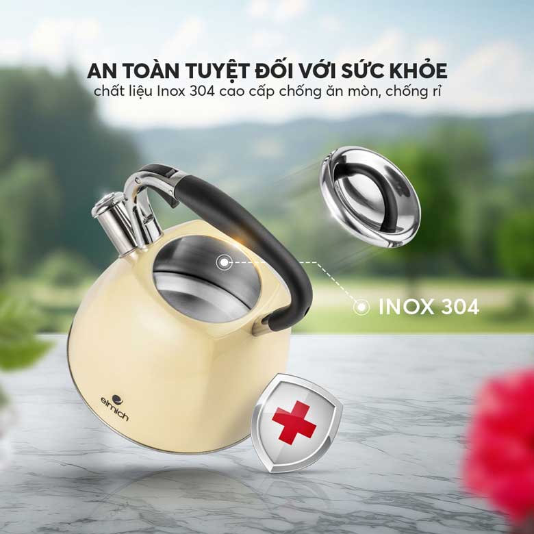 Ấm đun nước inox cao cấp Elmich EL8281 2.5 lít - Chất liệu an toàn với sức khỏe
