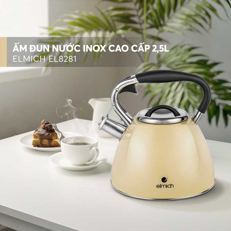 Ấm đun nước inox cao cấp Elmich EL8281 2.5 lít - Kiểu dáng hiện đại, tươi mới