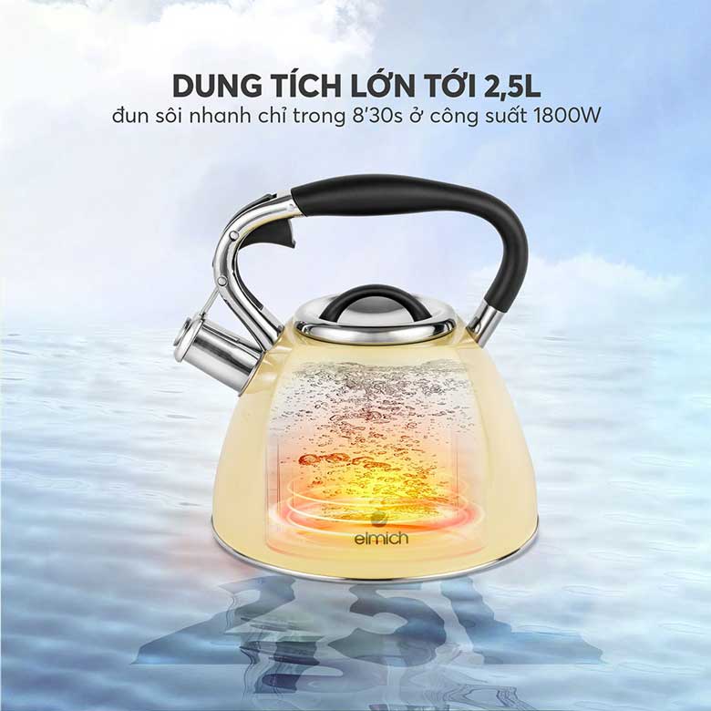 Ấm đun nước inox cao cấp Elmich EL8281 2.5 lít - Dung tích và công suất lớn