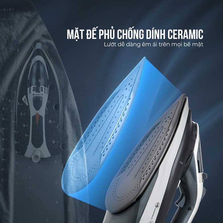 Bàn là hơi nước Elmich SIE-3435 2400W - Mặt đế phủ Ceramic cao cấp