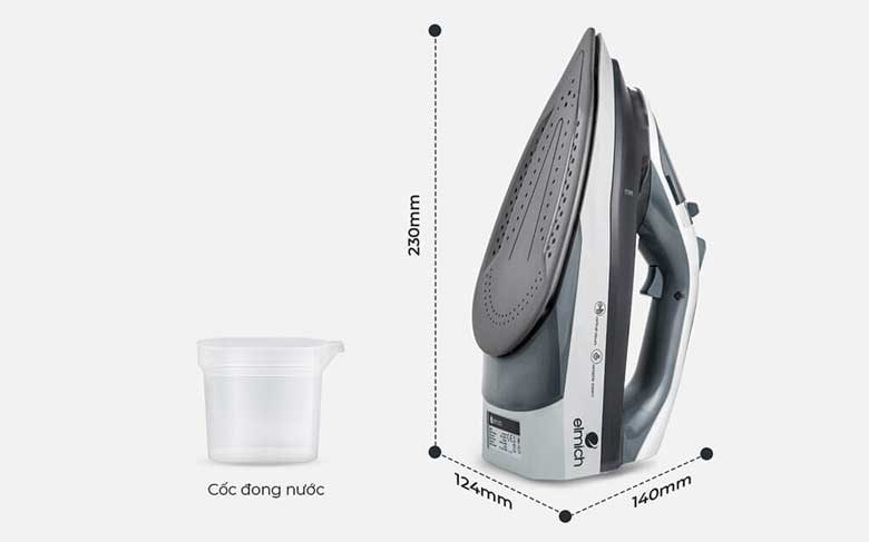 Bàn là hơi nước Elmich SIE-3435 2400W - Kích thước thực tế