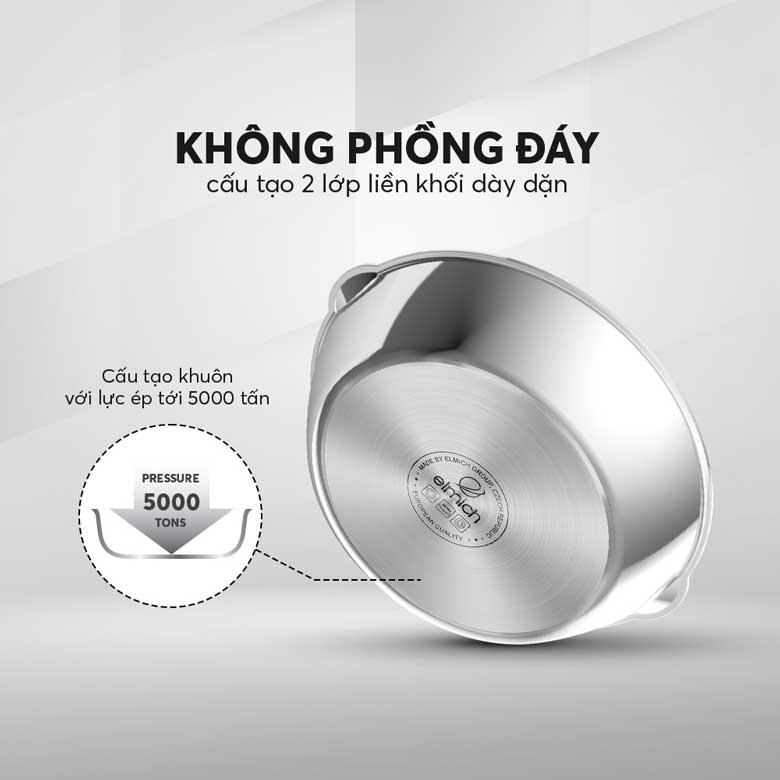 Chảo chống dính inox liền khối Elmich Hera EL-8273 - Không phồng đáy