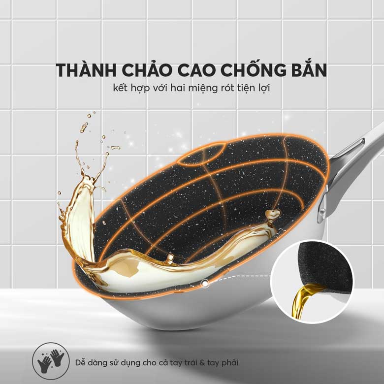 Chảo chống dính inox liền khối Elmich Hera EL-8273 - Thành chảo cao chống bắn