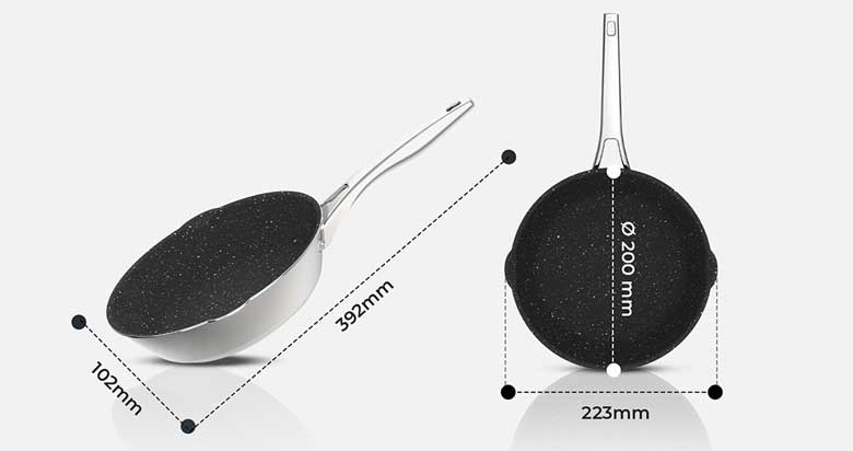 Chảo chống dính inox liền khối Elmich Hera EL-8273 - Kích thước thực tế