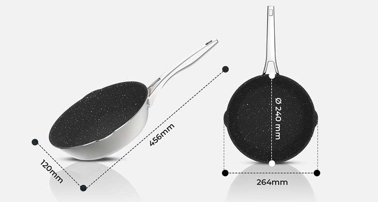 Chảo chống dính inox liền khối Elmich Hera EL-8274 - Kích thước thực tế