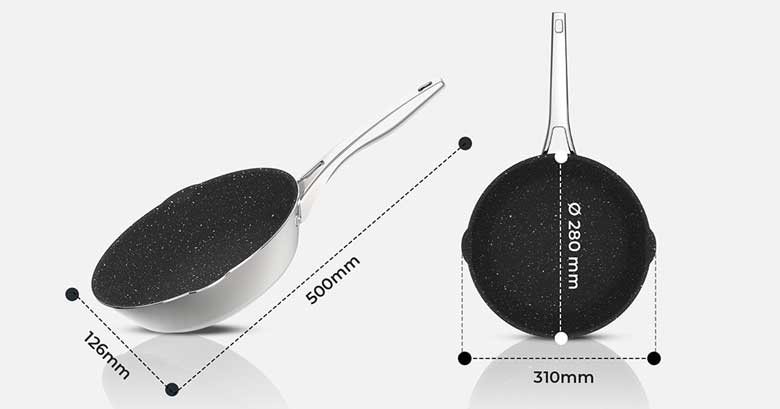 Chảo chống dính inox liền khối Elmich Hera EL-8276 - Kích thước thực tế