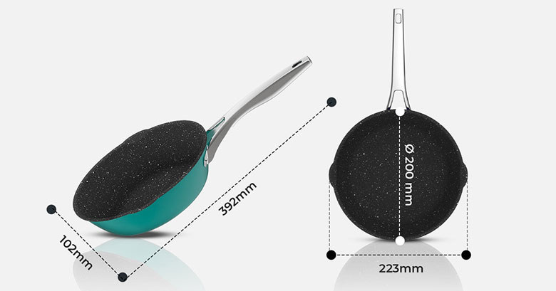 Chảo inox liền khối Elmich Hera EL-8105 20cm - Kích thước thực tế