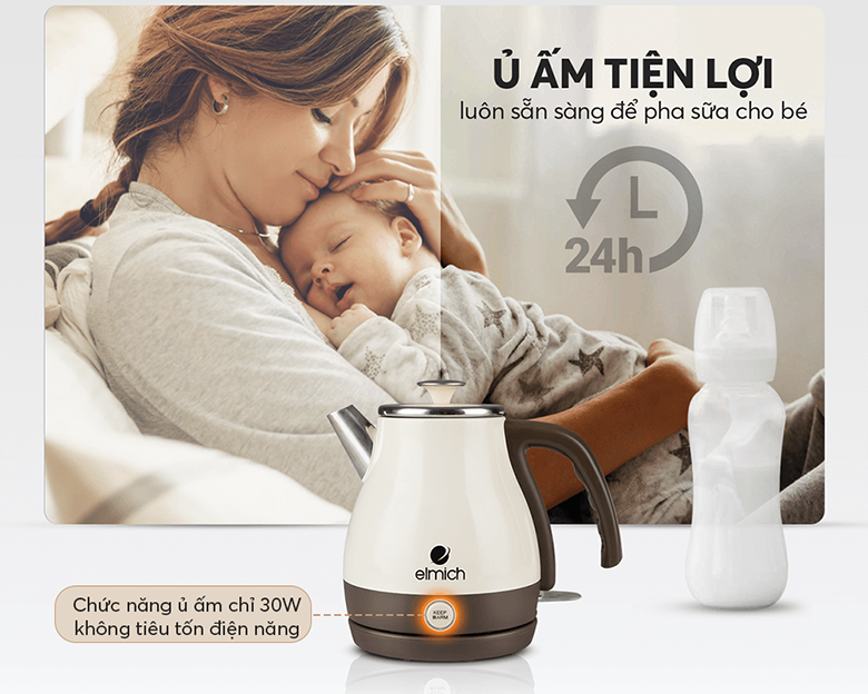 Ấm siêu tốc Elmich 1 lít KEE-1775 chế độ ủ ấm
