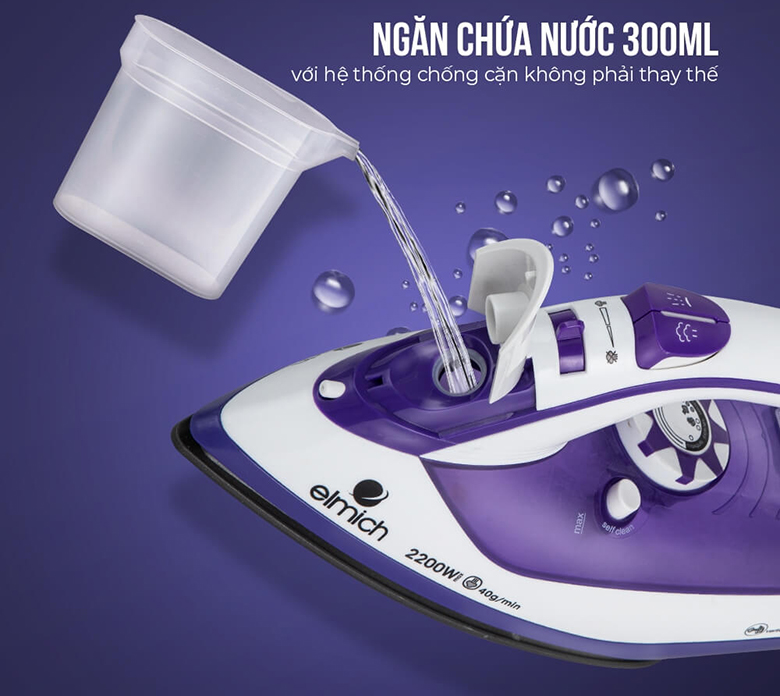 Bàn là hơi nước Elmich SIE-3434 khoang chứa nước