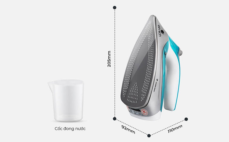 Bàn là hơi nước Elmich SIE-3438 - Kích thước thực tế