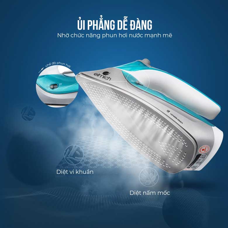Bàn là hơi nước Elmich SIE-3438 - Diệt vi khuẩn, nấm mốc