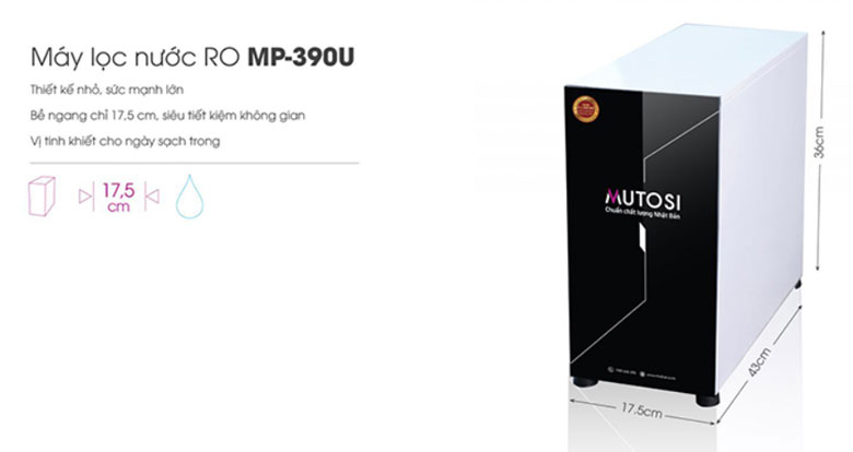 Máy lọc nước 9 lõi RO để gầm Mutosi MP-390U