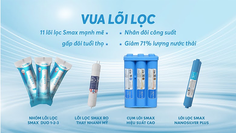 Máy lọc nước 11 lõi nóng lạnh Karofi KAD-D66:Lõi lọc