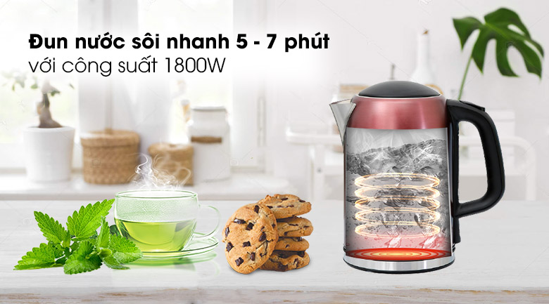 Công suất 1800W - Ấm siêu tốc Kangaroo 1.7 lít KG17K2