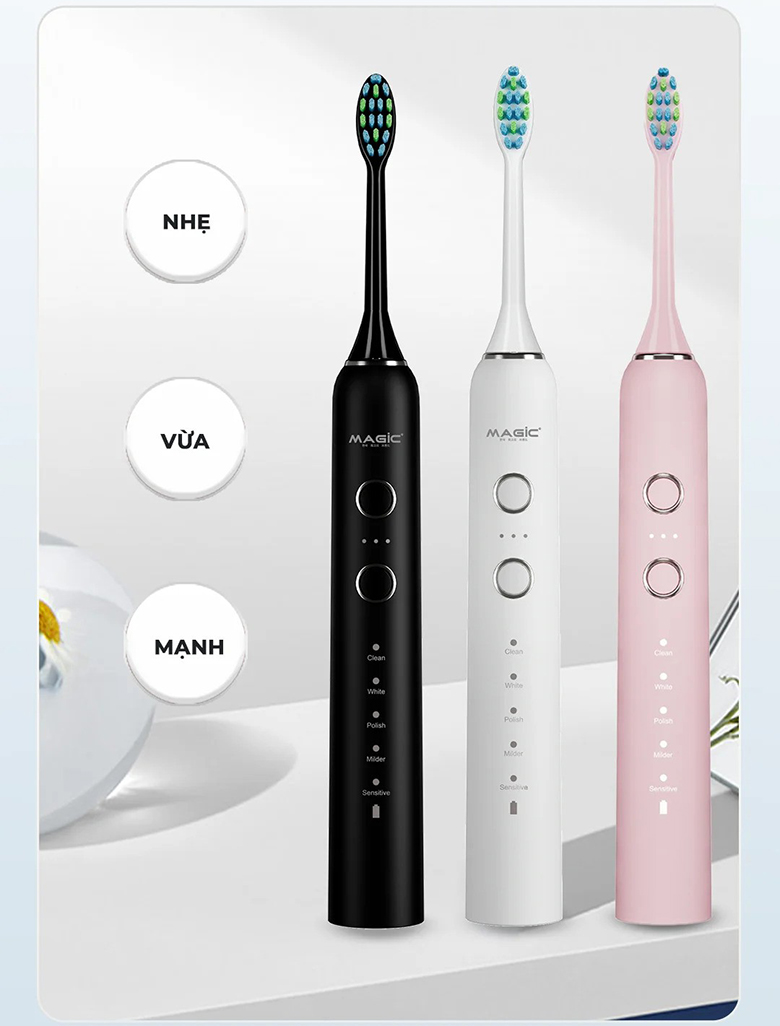 Bàn chải điện Magic B-22 đen kết hợp 12 kiểu chải răng