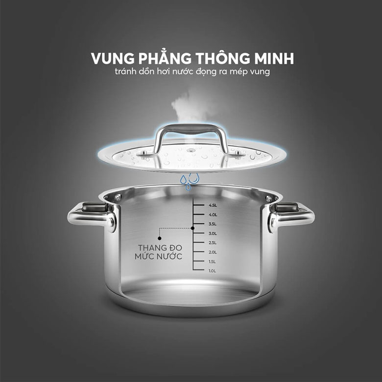 Bộ nồi inox đáy từ 5 lớp Elmich Berlin EL-3981 - Thiết kế thông minh