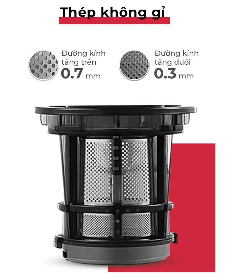 Máy ép chậm Magic Eco AC-133 - Lưới lọc hai tầng