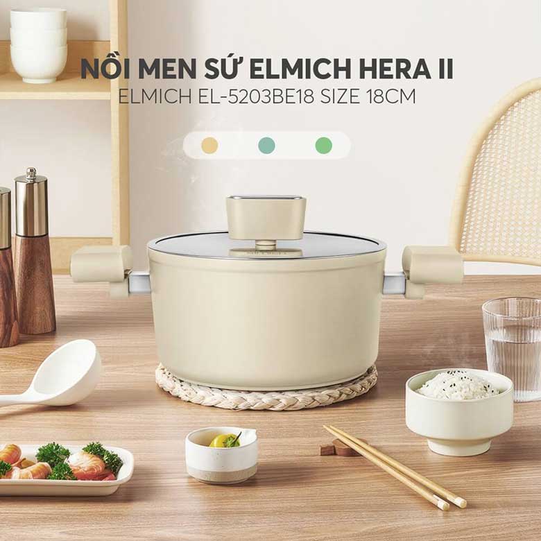 Nồi men sứ Elmich Hera II EL-5203BE18 size 18cm - Màu sắc & thiết kế hiện đại