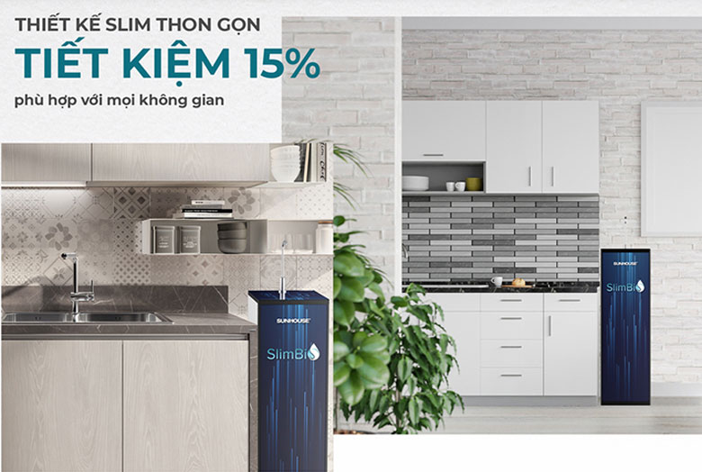 tầm 5 triệu nên mua máy lọc nước nào: Máy lọc nước RO nóng lạnh Sunhouse Slimbio SHA76214CK-S 9 lõi
