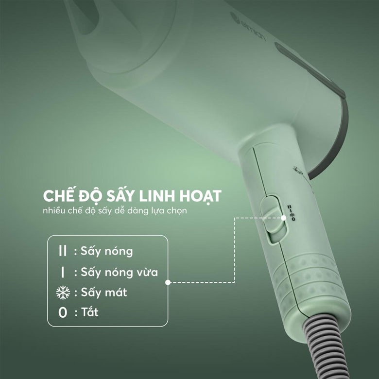 Máy sấy tóc Elmich HDE 1823PG - 3 chế độ sấy linh hoạt