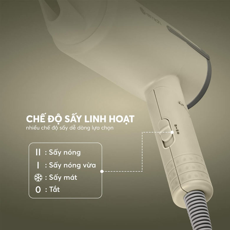 Máy sấy tóc Elmich HDE 1823AW - 3 chế độ sấy linh hoạt