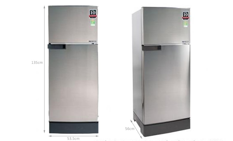 Kích thước tủ lạnh Sharp Inverter 165 lít SJ-X196E-SL