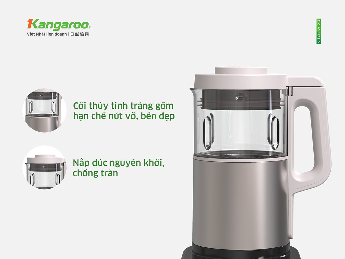 Máy xay sữa hạt Kangaroo KG175HB3 - cốc thủy tinh tráng gốm