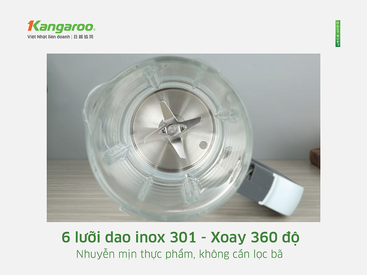 Máy xay sữa hạt Kangaroo KG175HB3 - lưỡi dao 6 cánh inox 301