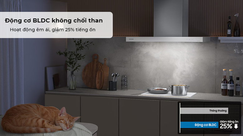 Máy hút mùi Samsung Bespoke NK36CB665WWHSV - Trang bị động cơ BLDC không chổi than hoạt động êm ái