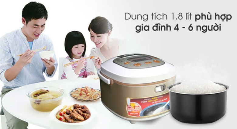 Nồi cơm điện tử Sharp công suất mạnh mẽ, dung tích đa dạng