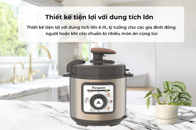 Nồi áp suất Kangaroo 6L KG6PC1 - Thiết kế tiện lợi với dung tích lớn