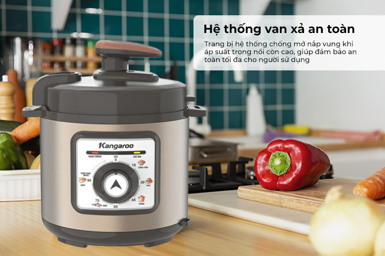 Nồi áp suất Kangaroo 6L KG6PC1 - Hệ thống van xả an toàn