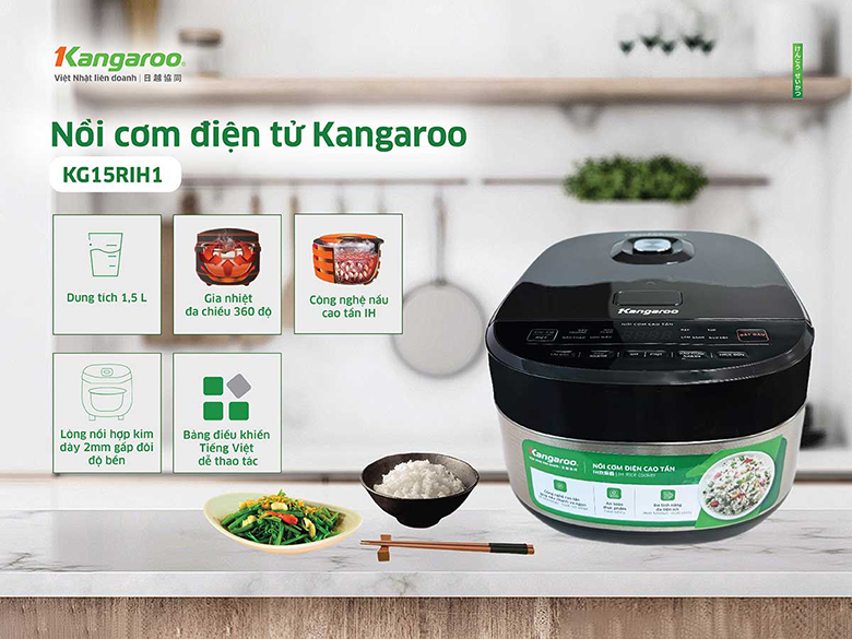 Nồi cơm điện cao tần Kangaroo KG15RIH1 chi tiết thông tin về nối cơm
