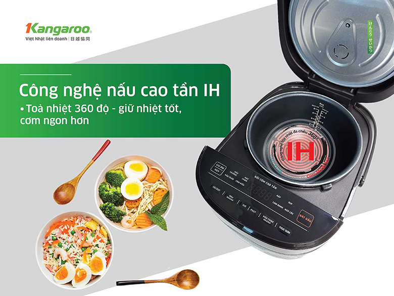 Nồi cơm điện cao tần Kangaroo KG15RIH1 - Trang bị công nghệ gia nhiệt 360 độ cùng với công suất lớn