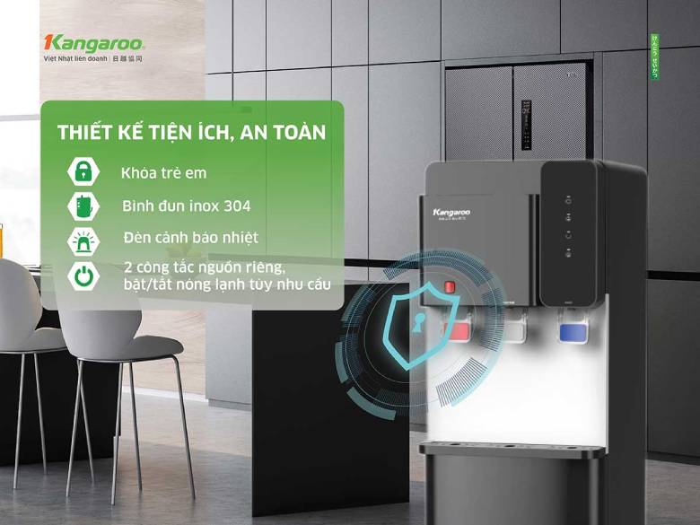  Cây nước nóng lạnh Kangaroo KG699A3 với tính năng khoá an toàn cho trẻ nhỏ