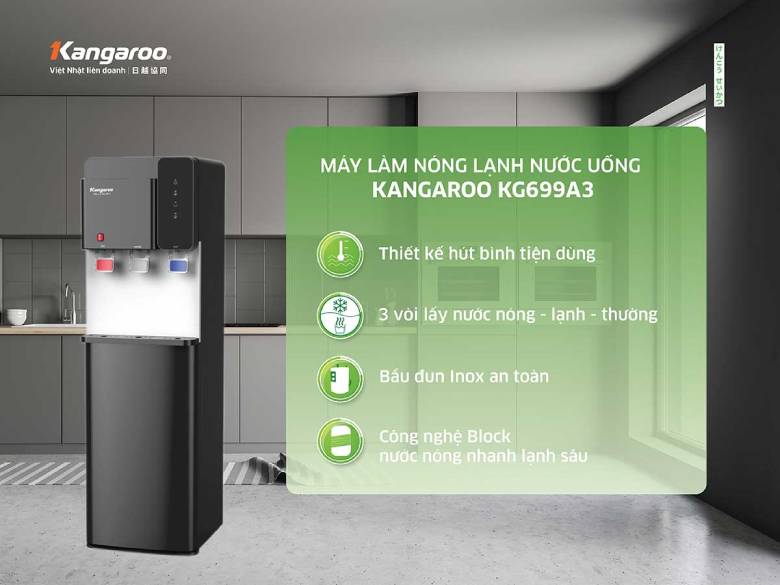  Cây nước nóng lạnh Kangaroo KG699A3 nhắc đến phần thiết kế
