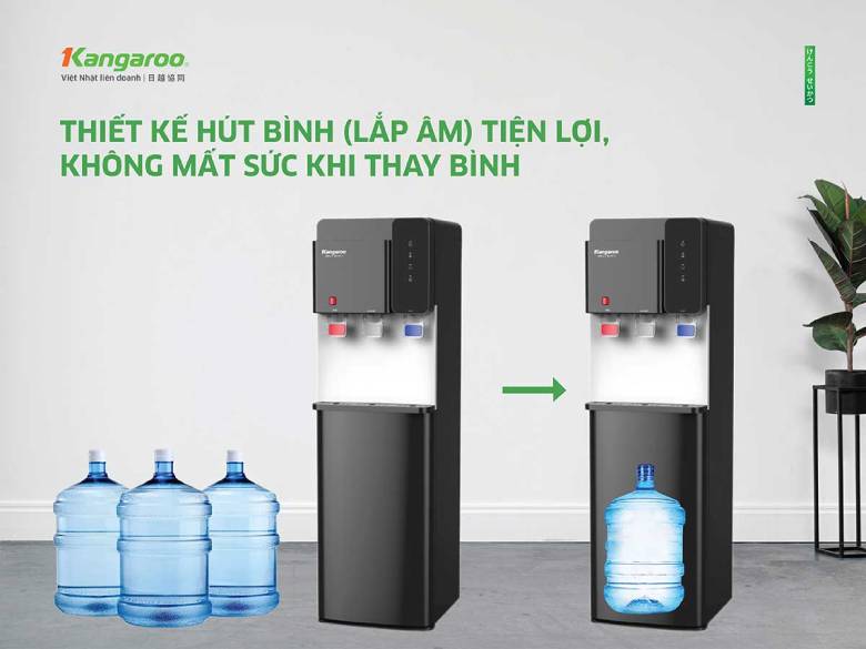  Cây nước nóng lạnh Kangaroo KG699A3 nhắc đến phần thiết kế bình hút