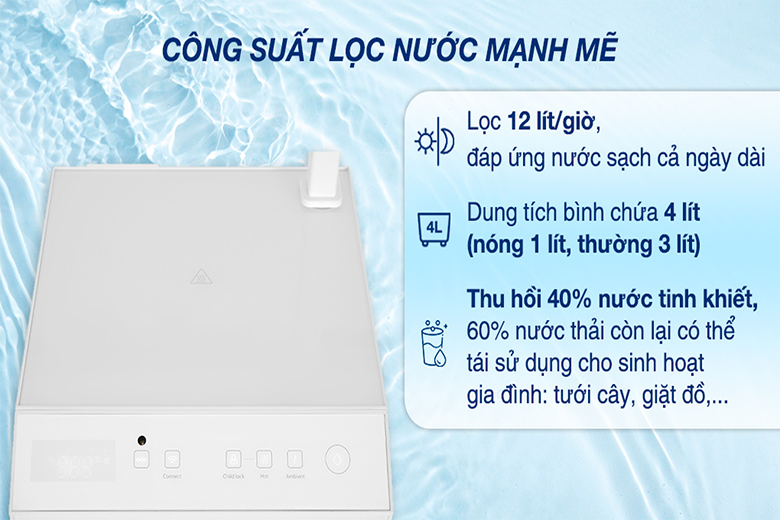Máy lọc nước RO Toshiba TWP-H2396SVN(W) có công suất, dung tích lớn