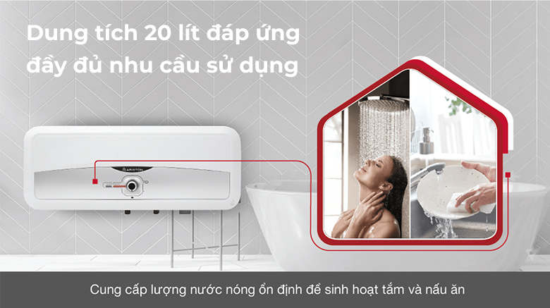 Bình nước nóng Ariston SL2 20RS 2.5 FE - Dung tích 20 lít đáp ứng đầy đủ nhu cầu sử dụng