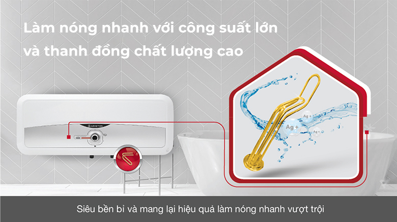 Bình nước nóng Ariston SL2 20RS 2.5 FE - Làm nóng nhanh với công suất lớn và thanh đồng chất lượng cao