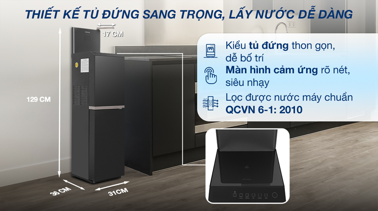 Thiết kế máy lọc nước Toshiba TWP-W2398SVN(M) sang trọng, tinh tế