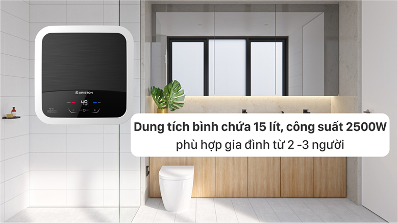 Bình nước nóng Ariston AN2 15 LUX-D AG+ - Dung tích 15 lít phù hợp cho gia đình từ 2-3 người
