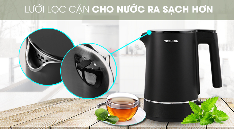 Ấm siêu tốc Toshiba KT-15DS1NV - Trang bị lưới lọc cặn tiện dụng