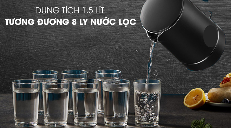 Ấm siêu tốc Toshiba KT-15DS1NV - Dung tích lên đến 1.5 lít