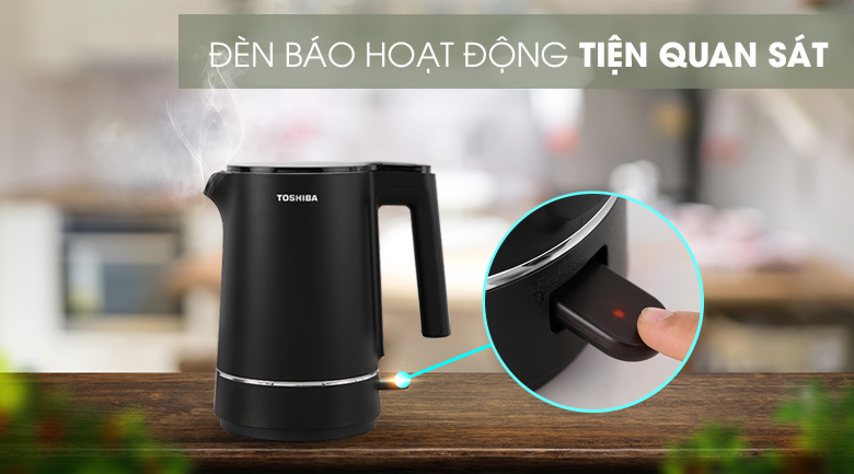 Ấm siêu tốc Toshiba KT-15DS1NV - Trang bị đèn báo hiệu hoạt động 