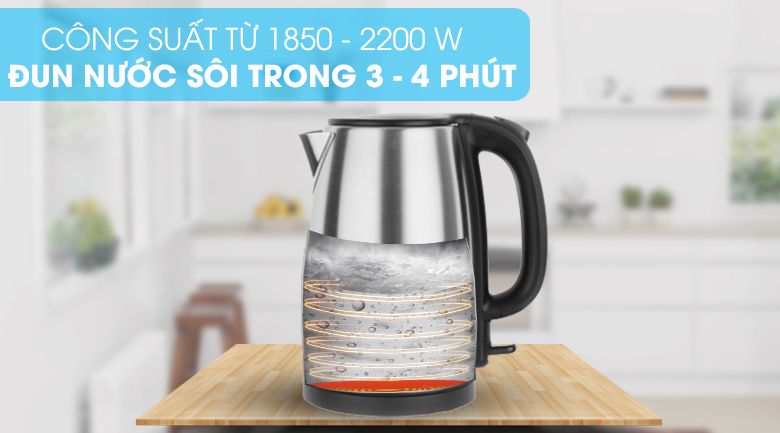 Ấm siêu tốc Toshiba KT-17SH2NV - Công suất mạnh mẽ giúp đun sôi nhanh chóng