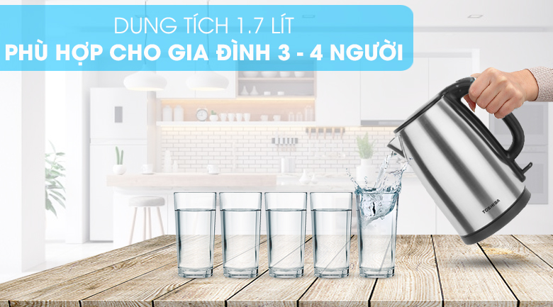 Ấm siêu tốc Toshiba KT-17SH2NV - Ấm có dung tích 1.7 lít