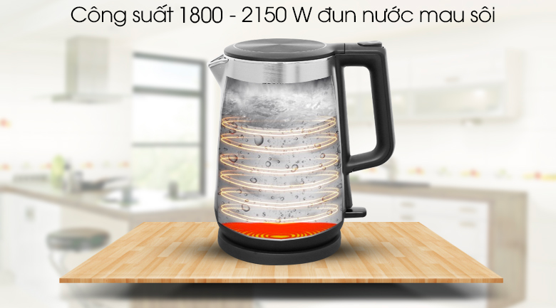 Ấm siêu tốc Toshiba KT-17DR1NV - Công suất mạnh mẽ giúp đun sôi nhanh chóng