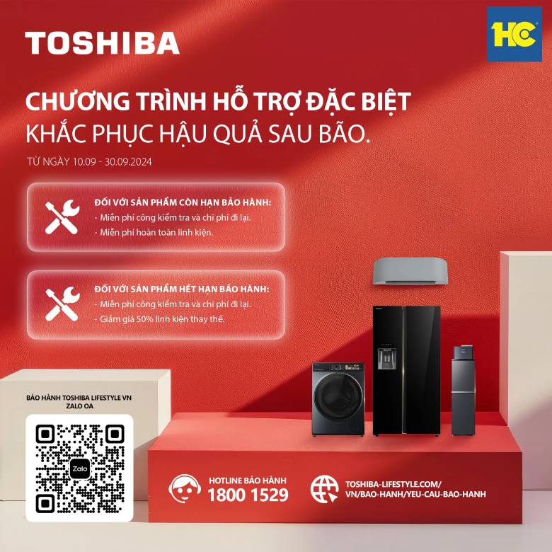 Toshiba hỗ trợ đặc biệt khắc phục hậu quả bão Yagi
